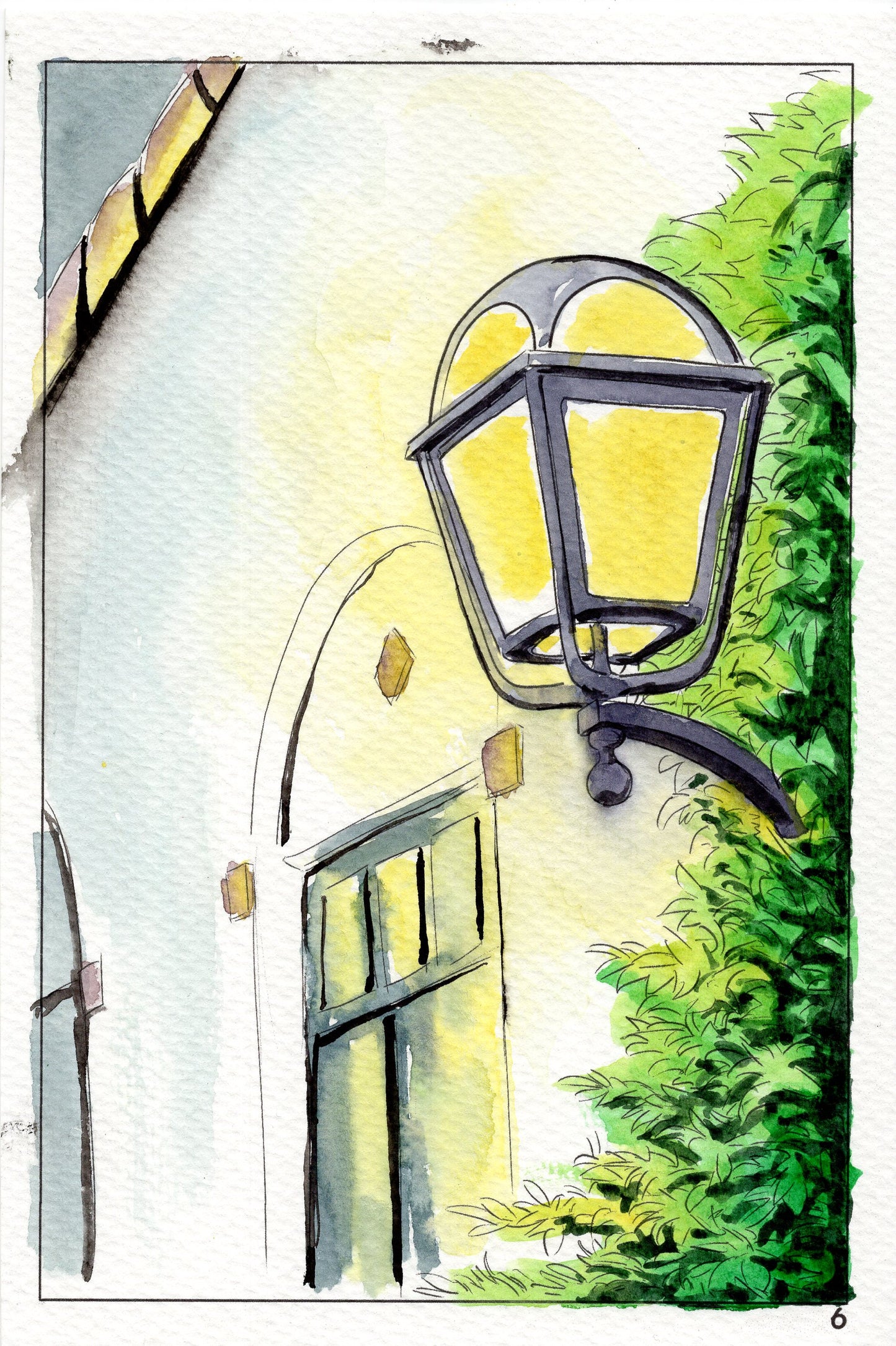 Watercolor Painting of a Sconce in downtown Chattanooga Arts District