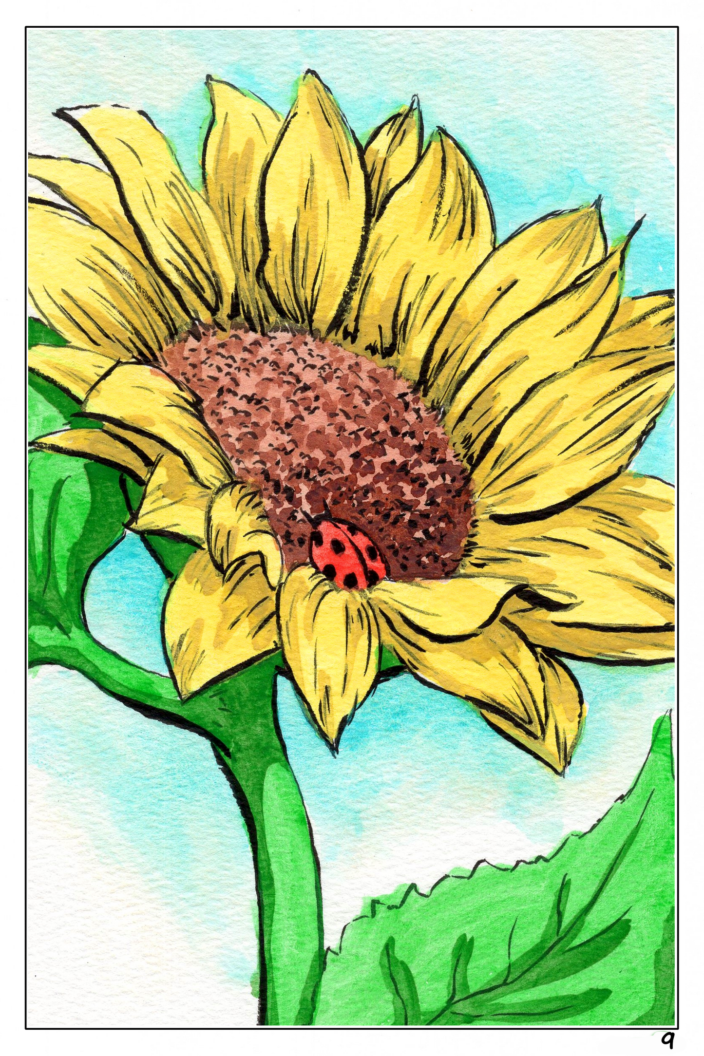 Coloring Card Adult Coloring Book Sunflowers, DIY, Watercolor Paper,  Colored Pencil, Watercolor, Marker & Pen Illustrated Stationery 