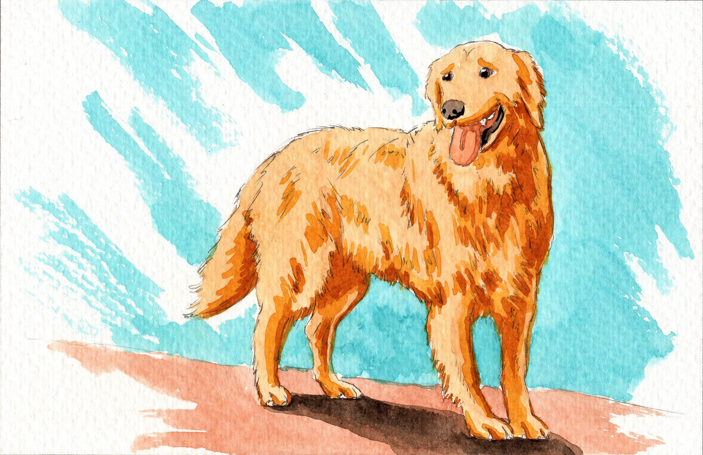 Watercolor painting of a Golden retriever